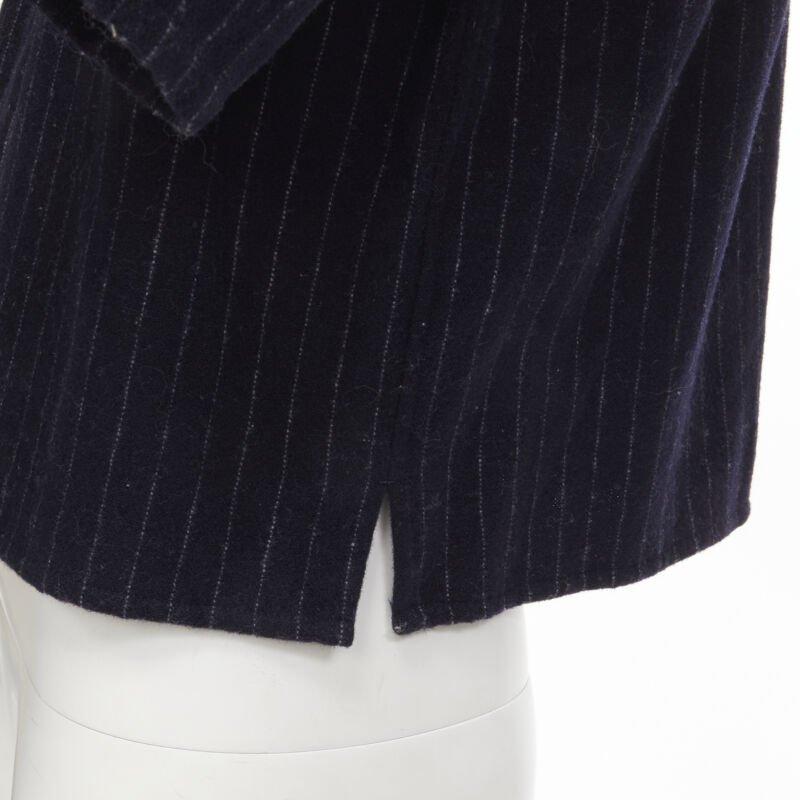 vintage COMME DES GARCONS 1980s navy blue pinstripe wool boxy baseball shirt S For Sale 3