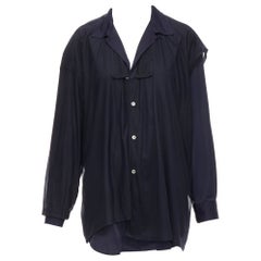 vintage COMME DES GARCONS 1980
s navy double layer asymmetric loose fit shirt S