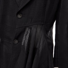 vintage COMME DES GARCONS 1980's ruffle draped checked sheer blazer jacket M