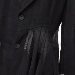 vintage COMME DES GARCONS 1980's ruffle draped checked sheer blazer jacket M