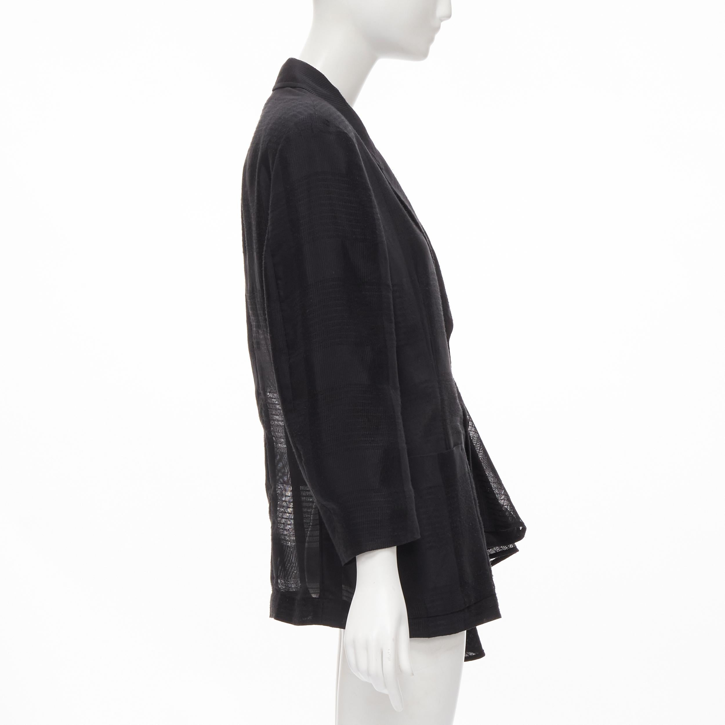 vintage COMME DES GARCONS 1980's ruffle draped checked sheer blazer jacket M In Excellent Condition For Sale In Hong Kong, NT