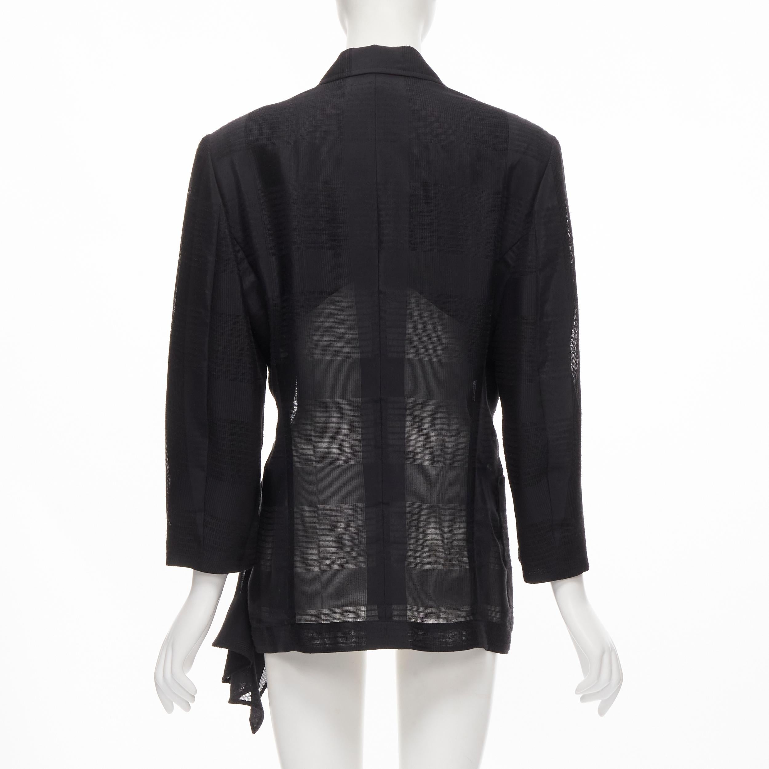 Women's vintage COMME DES GARCONS 1980's ruffle draped checked sheer blazer jacket M For Sale