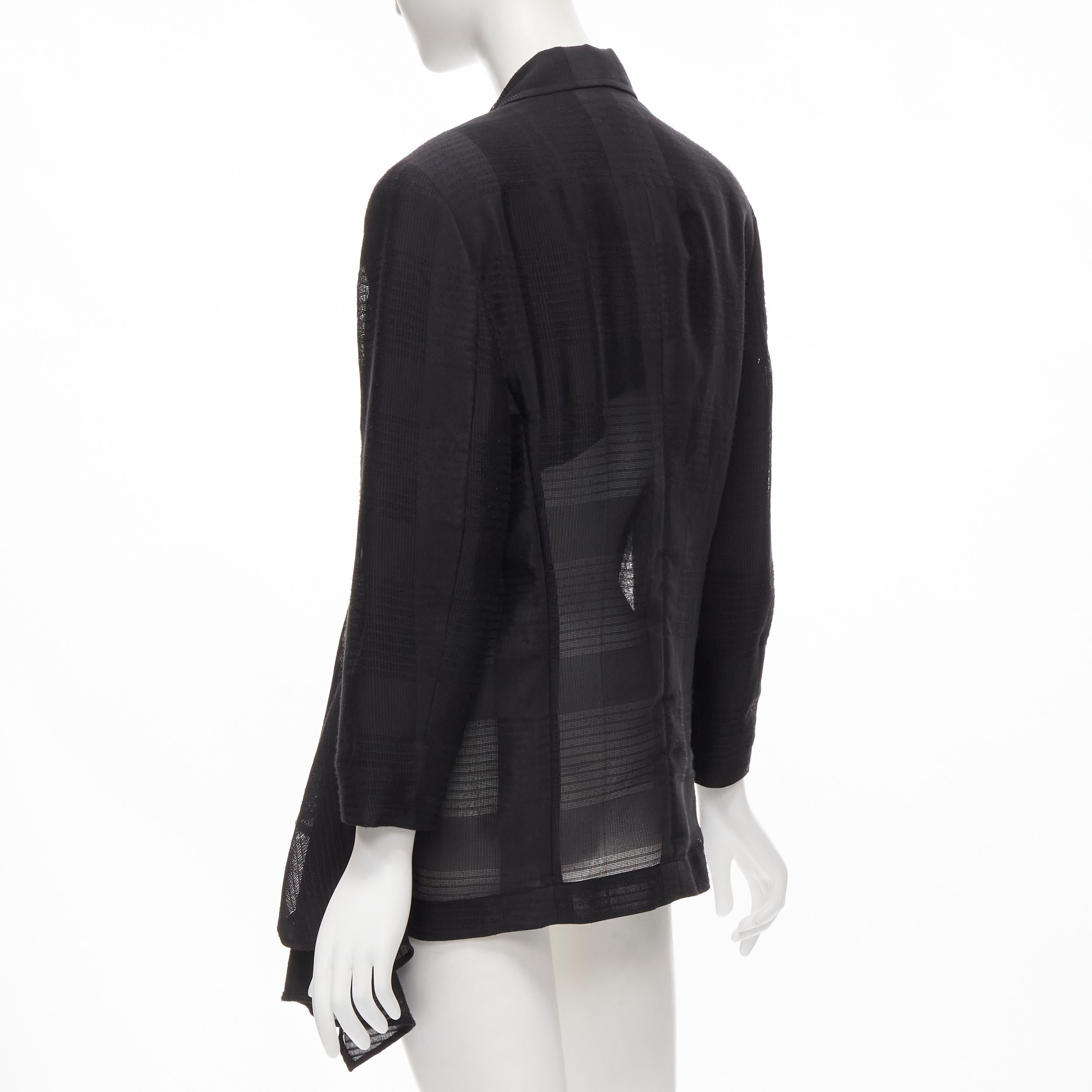 vintage COMME DES GARCONS 1980's ruffle draped checked sheer blazer jacket M For Sale 1