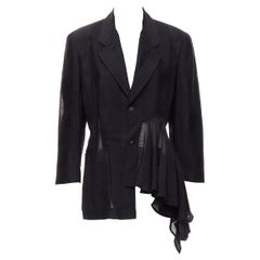 vintage COMME DES GARCONS 1980's ruffle draped checked sheer blazer jacket M