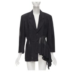 vintage COMME DES GARCONS años 80 volante drapeado cuadros pura chaqueta blazer M