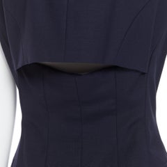 vintage COMME DES GARCONS 1987 Runway navy square neck cape back tunic vest M