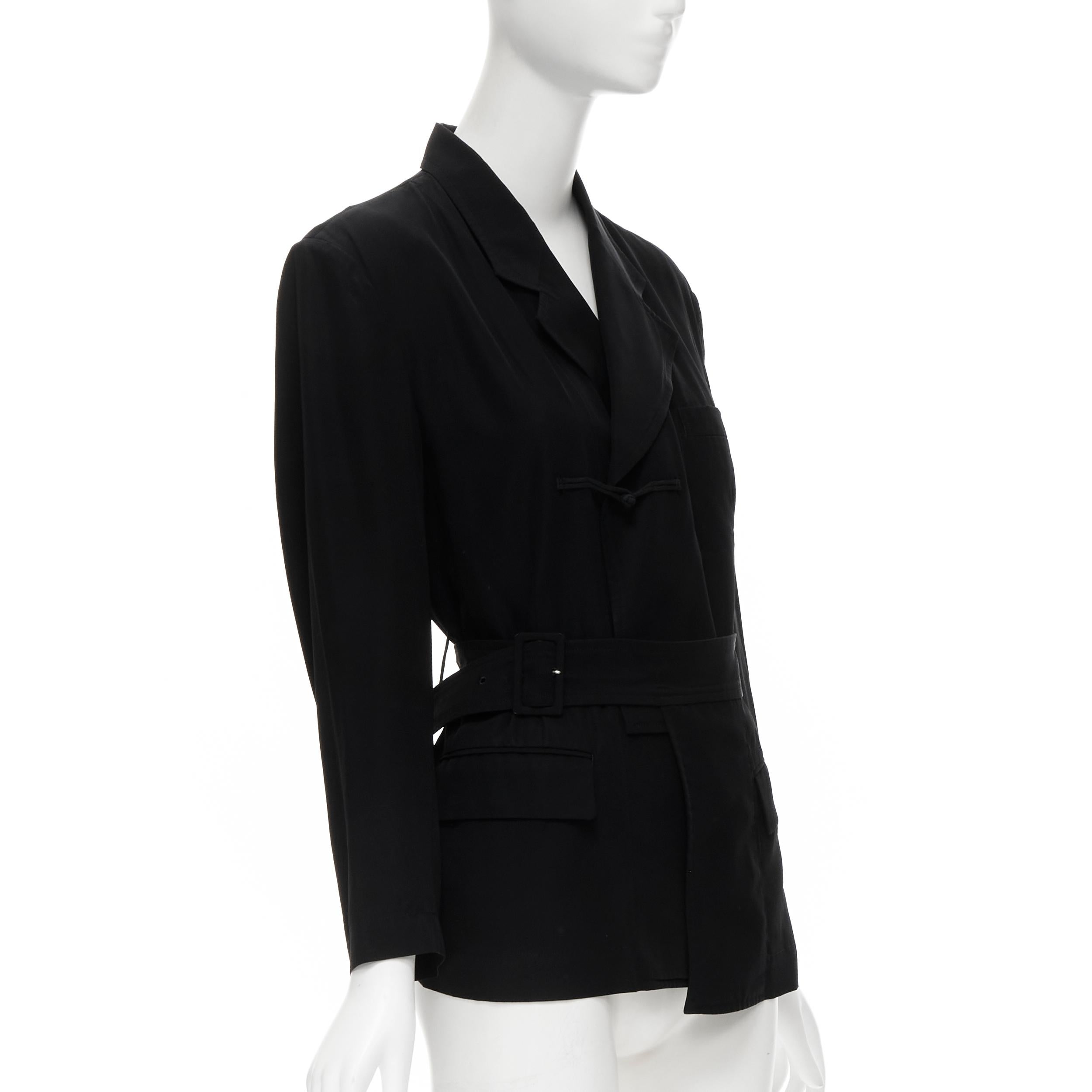 Black vintage COMME DES GARCONS 1988 black chinese knot semi detached hem blazer S For Sale