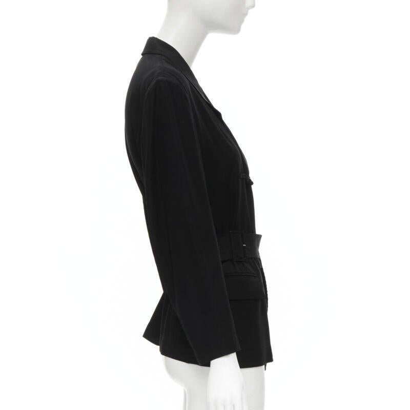 Vintage COMME DES GARCONS 1988 Schwarzer chinesischer Blazer mit halbem abnehmbarem Saum S Damen im Angebot