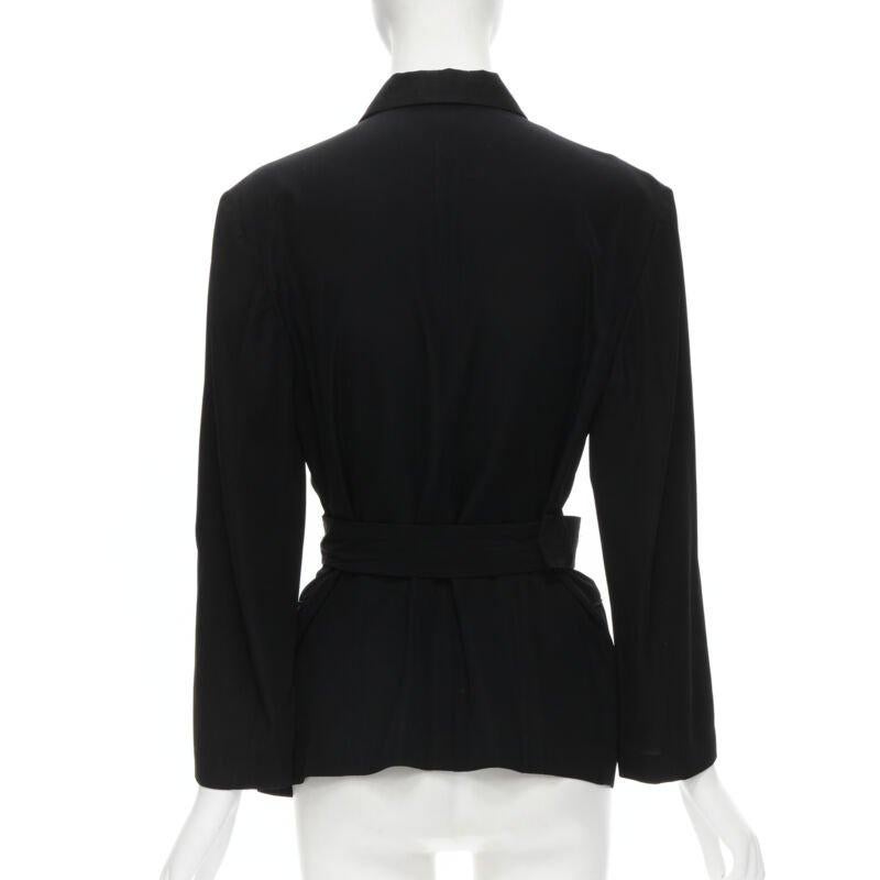 Vintage COMME DES GARCONS 1988 Schwarzer chinesischer Blazer mit halbem abnehmbarem Saum S im Angebot 1