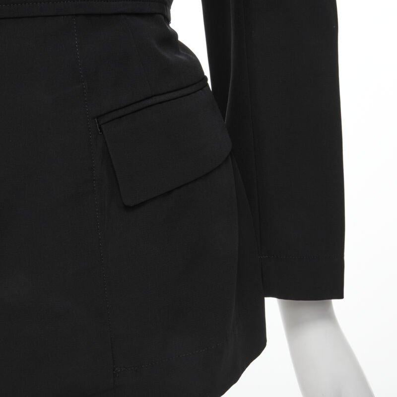 Vintage COMME DES GARCONS 1988 Schwarzer chinesischer Blazer mit halbem abnehmbarem Saum S im Angebot 5