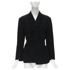 vintage COMME DES GARCONS 1988 black chinese knot semi detached hem blazer S