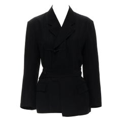 vintage COMME DES GARCONS 1988 black chinese knot semi detached hem blazer S