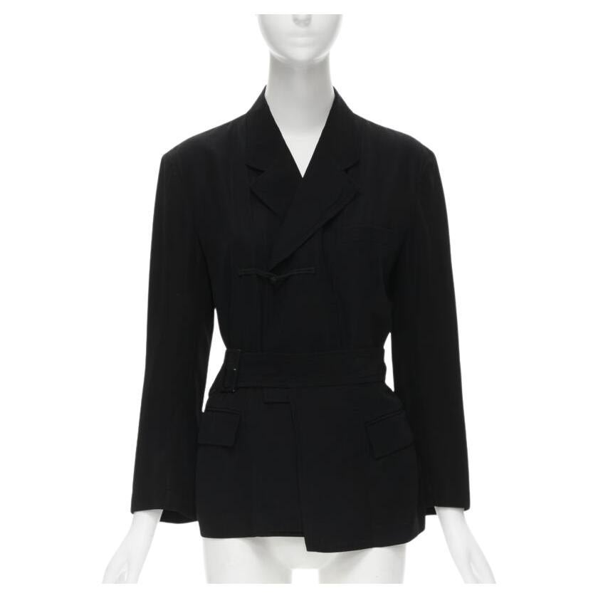 Vintage COMME DES GARCONS 1988 Schwarzer chinesischer Blazer mit halbem abnehmbarem Saum S im Angebot
