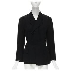 vintage COMME DES GARCONS 1988 blazer negro nudo chino dobladillo semi desprendido S