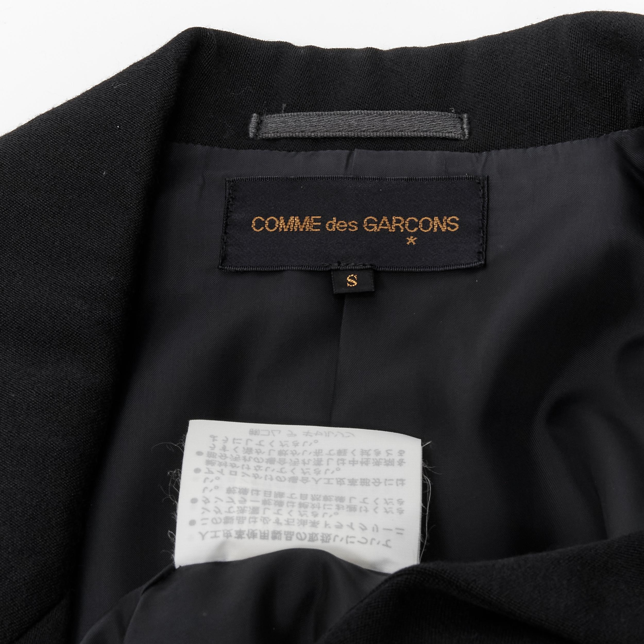 vintage COMME DES GARCONS 1988 black wool plunge neck pullover blazer jacket S For Sale 7