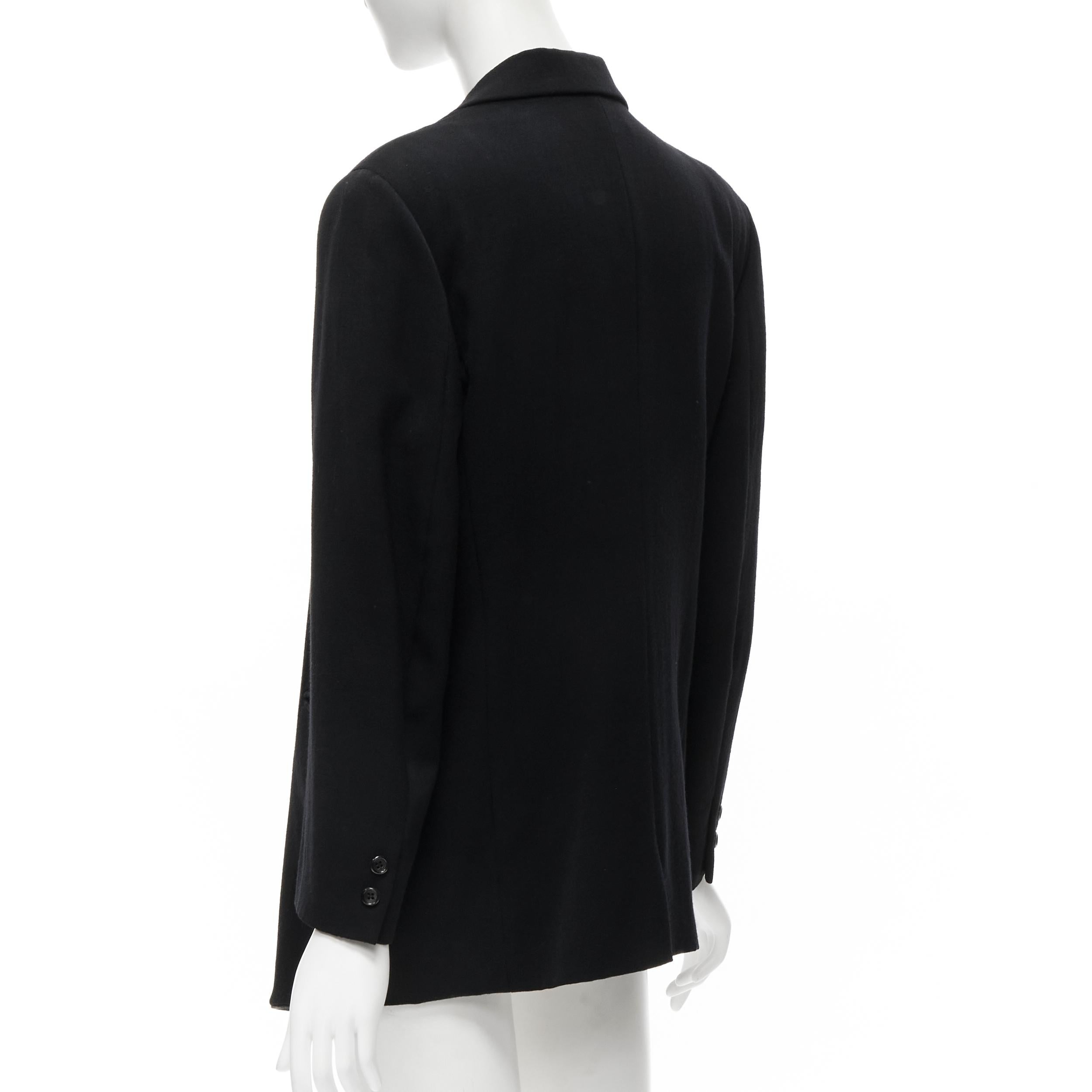 COMME DES GARCONS - Veste blazer à col plongeant en laine noire, vintage, 1988 en vente 1