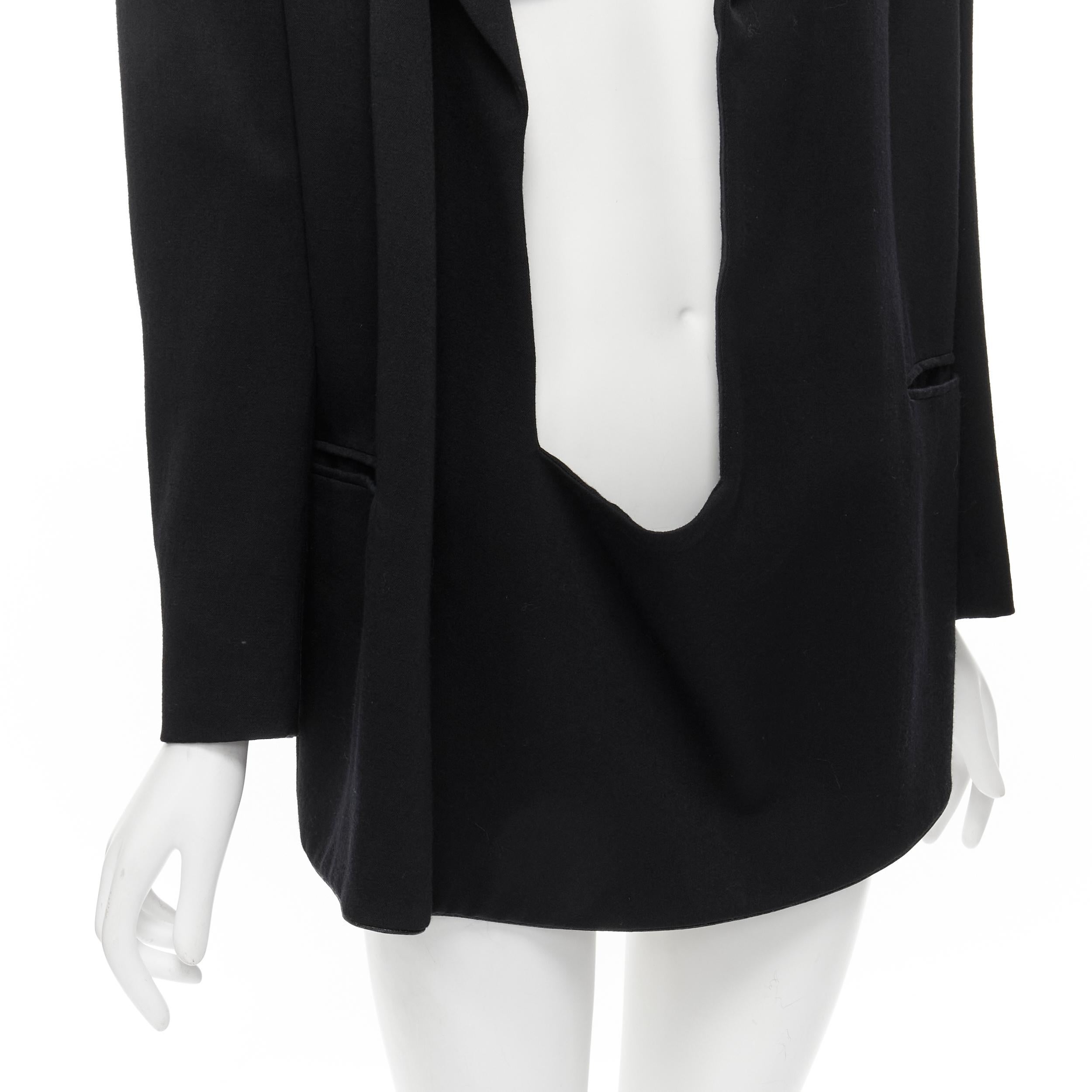 vintage COMME DES GARCONS 1988 black wool plunge neck pullover blazer jacket S For Sale 2