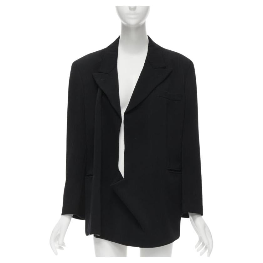 vintage COMME DES GARCONS 1988 black wool plunge neck pullover blazer jacket S