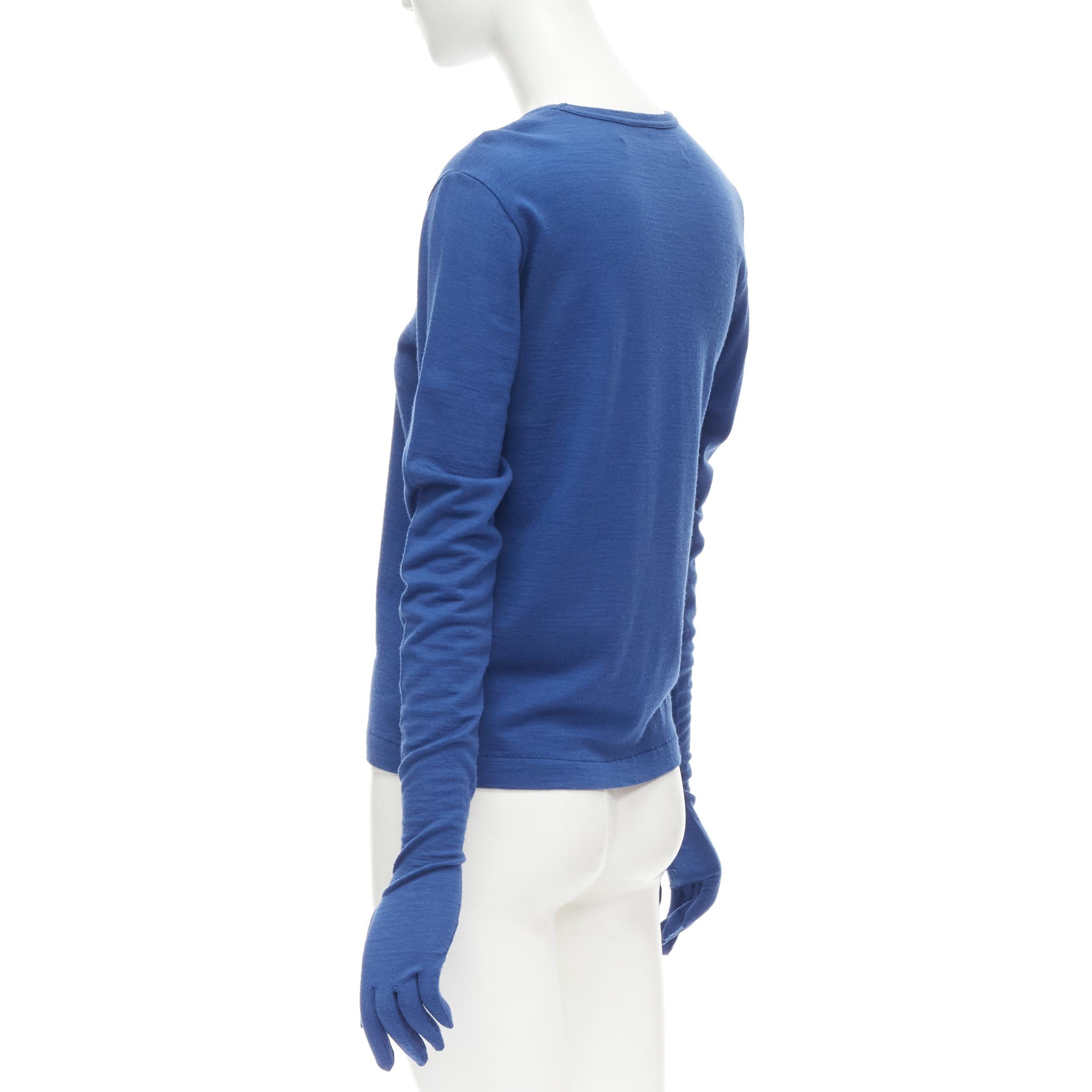Blue vintage COMME DES GARCONS 1988 cobalt blue wool attached glove t-shirt top M