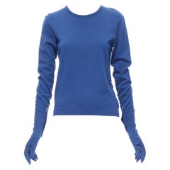 vintage COMME DES GARCONS 1988 cobalt blue wool attached glove t-shirt top M