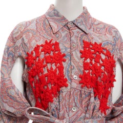 vintage COMME DES GARCONS 1988 red paisley embroidered belted moumou dress M