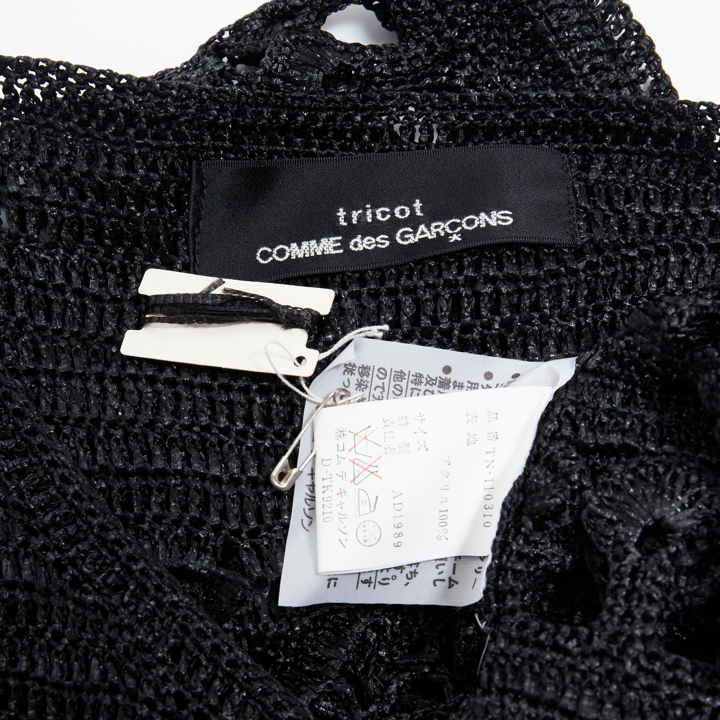 vintage COMME DES GARCONS 1989 black acrylic holey crochet open knit sweater S 2