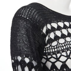 vintage COMME DES GARCONS 1989 black acrylic holey crochet open knit sweater S