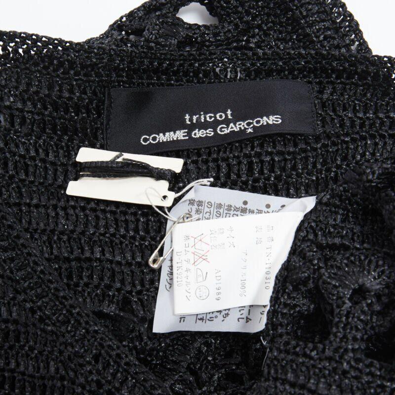 vintage COMME DES GARCONS 1989 black acrylic holey crochet open knit sweater S For Sale 2