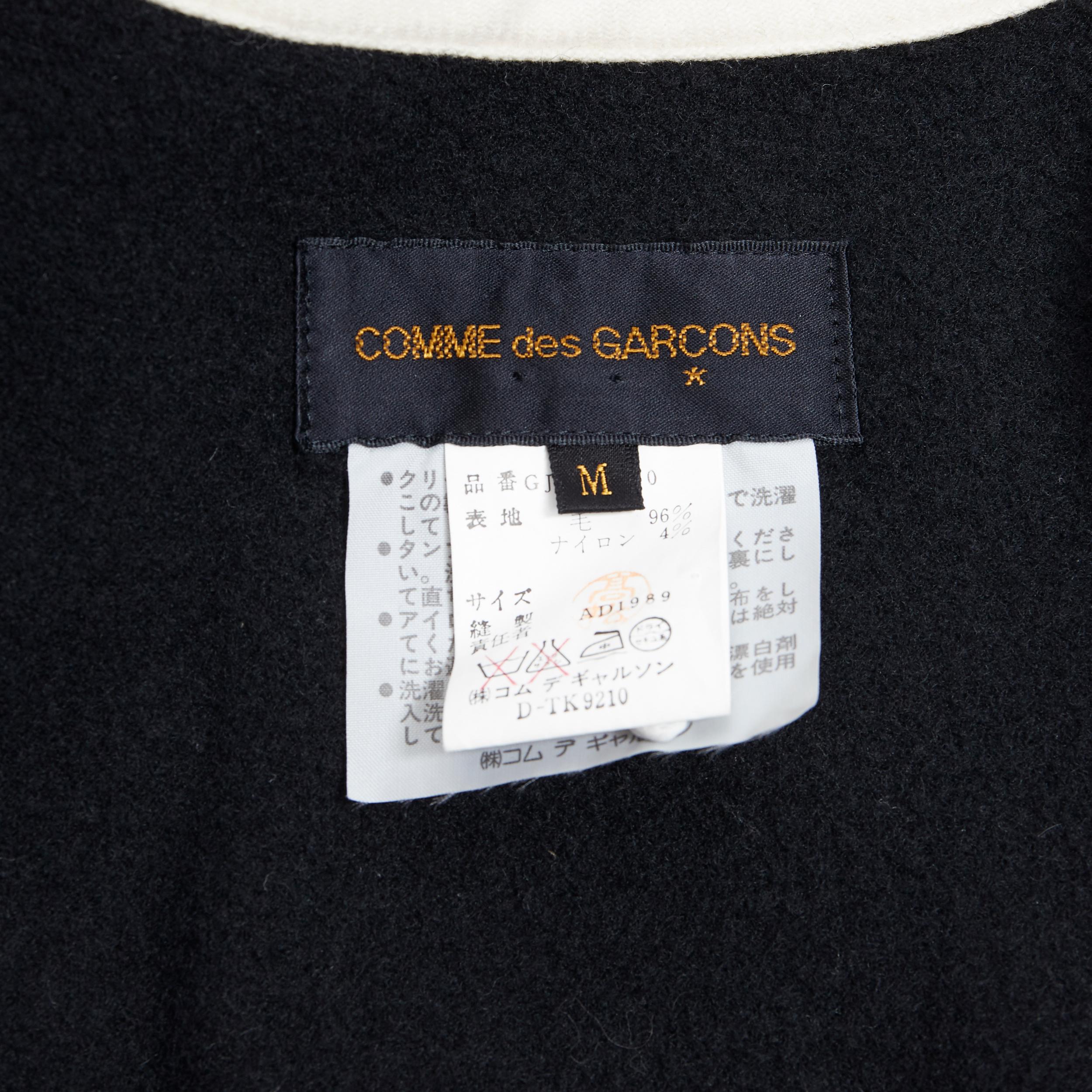 vintage COMME DES GARCONS 1989 Runway black white trimmed cape poncho jacket M 6