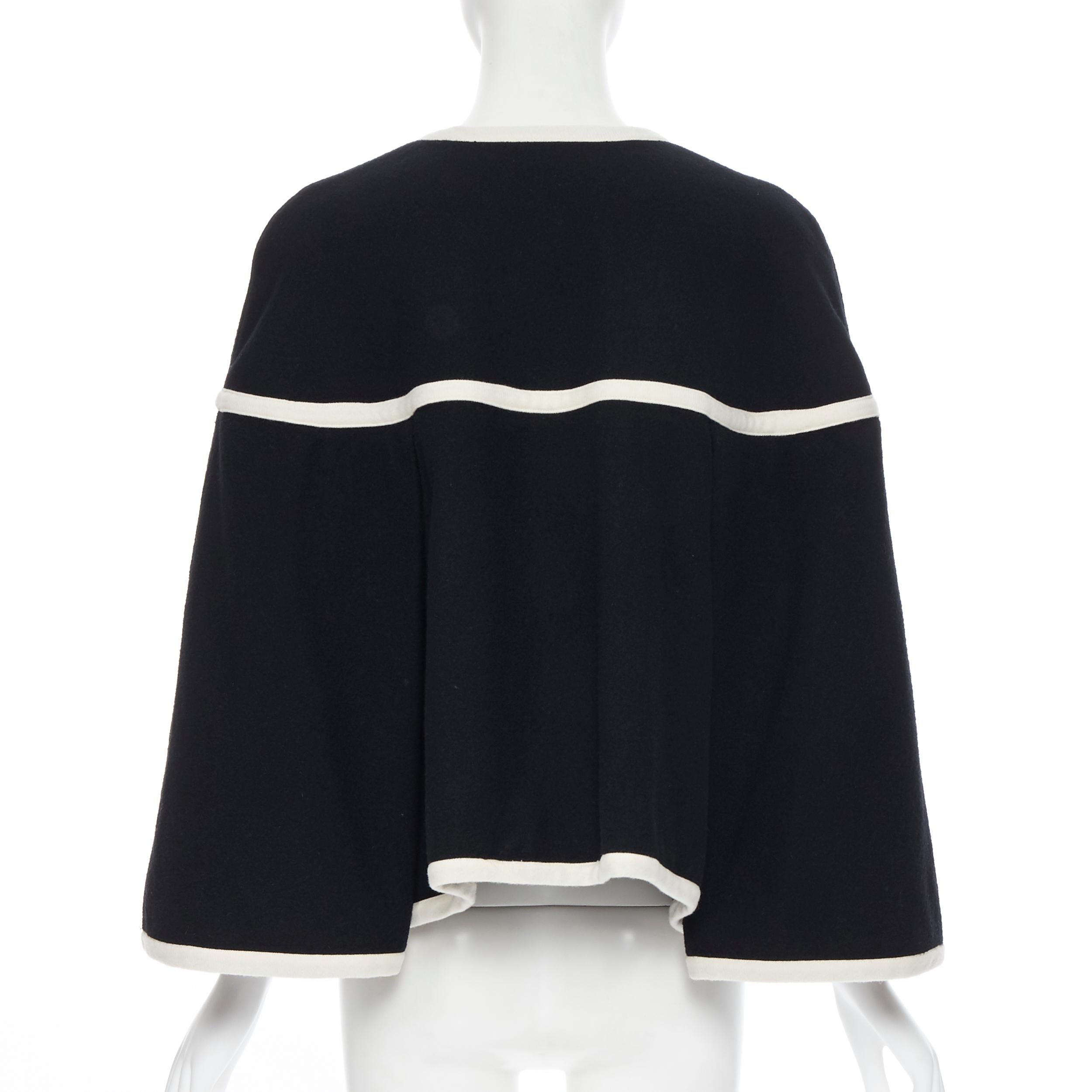 vintage COMME DES GARCONS 1989 Runway noir blanc garni cape poncho veste M Pour femmes en vente