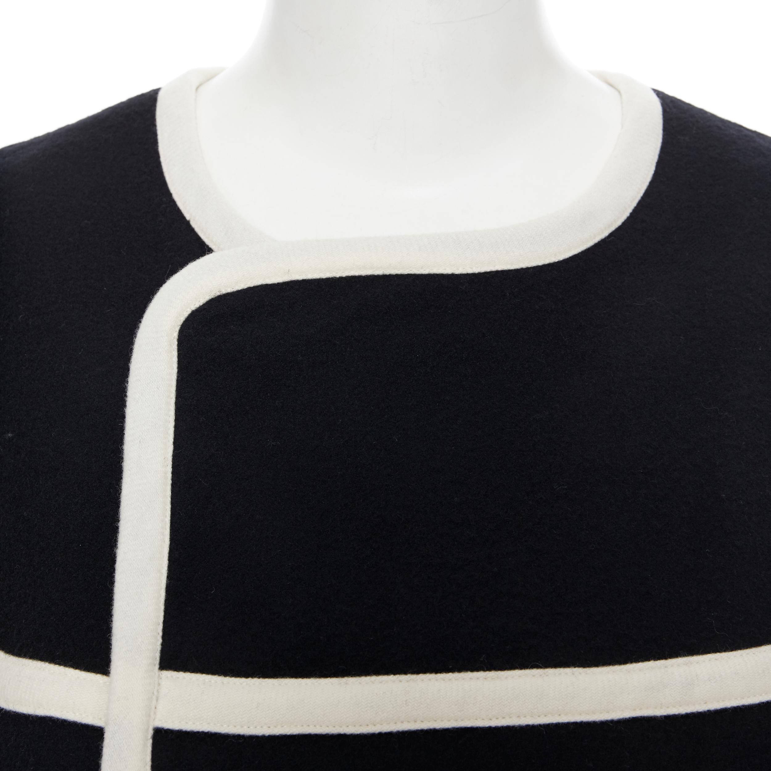 vintage COMME DES GARCONS 1989 Runway noir blanc garni cape poncho veste M en vente 2