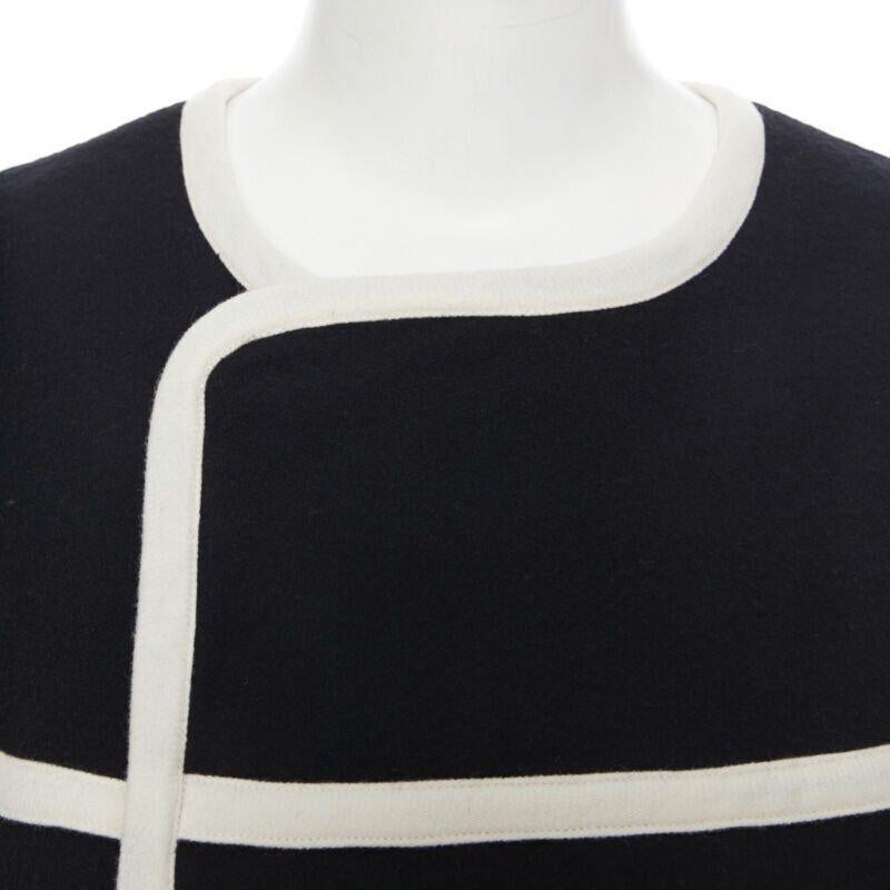 vintage COMME DES GARCONS 1989 Runway nero bianco trimmato mantello poncho giacca M in vendita 3