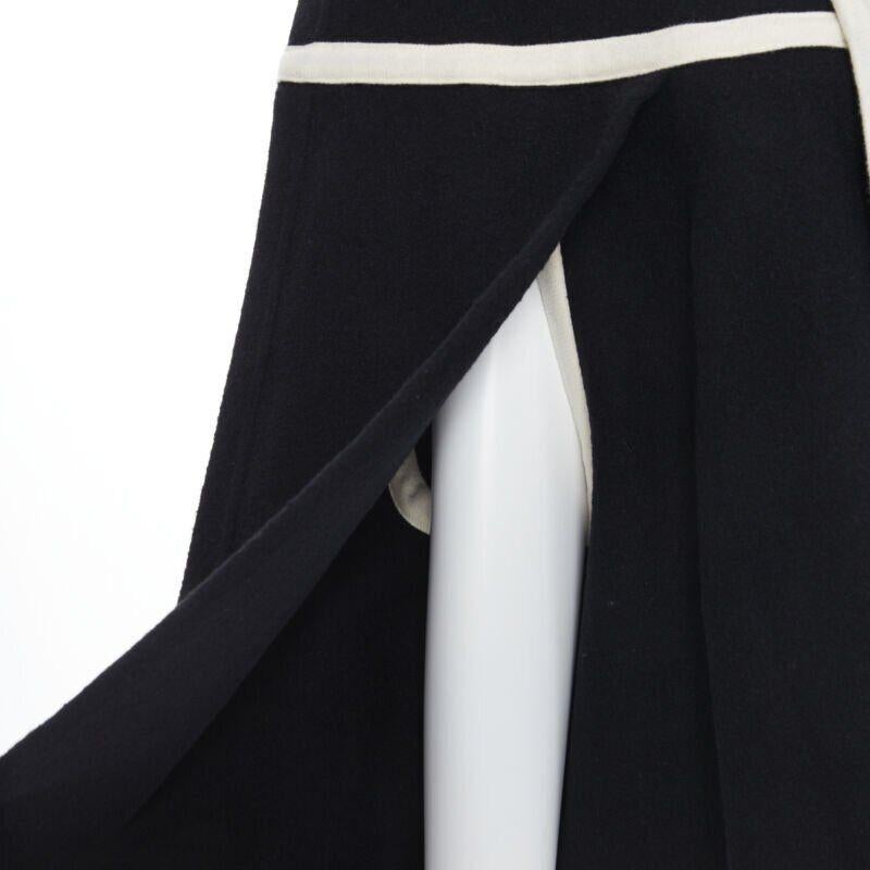 vintage COMME DES GARCONS 1989 Runway nero bianco trimmato mantello poncho giacca M in vendita 4