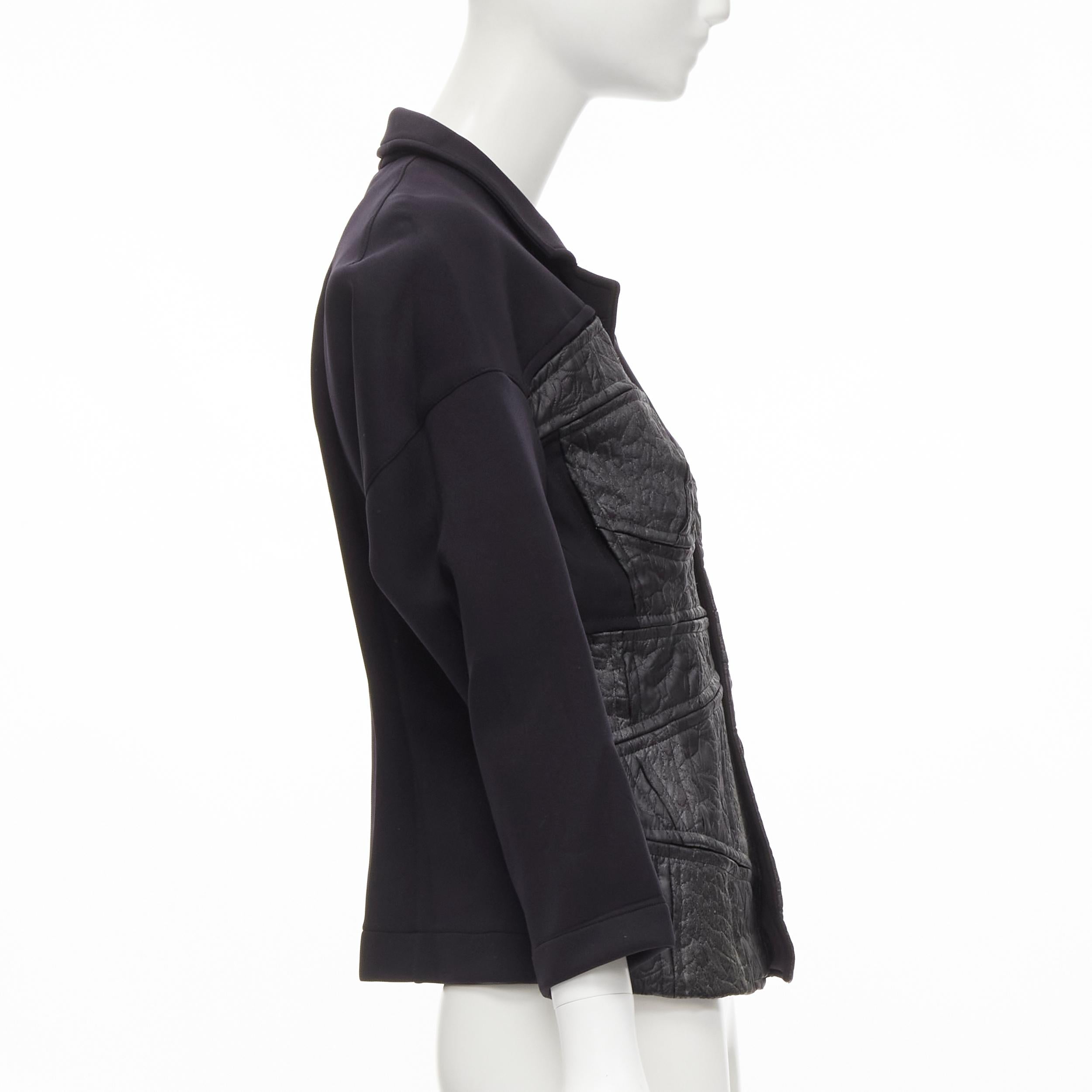 vintage COMME DES GARCONS 1990 black coated patchwork scuba blazer jacket S In Excellent Condition For Sale In Hong Kong, NT