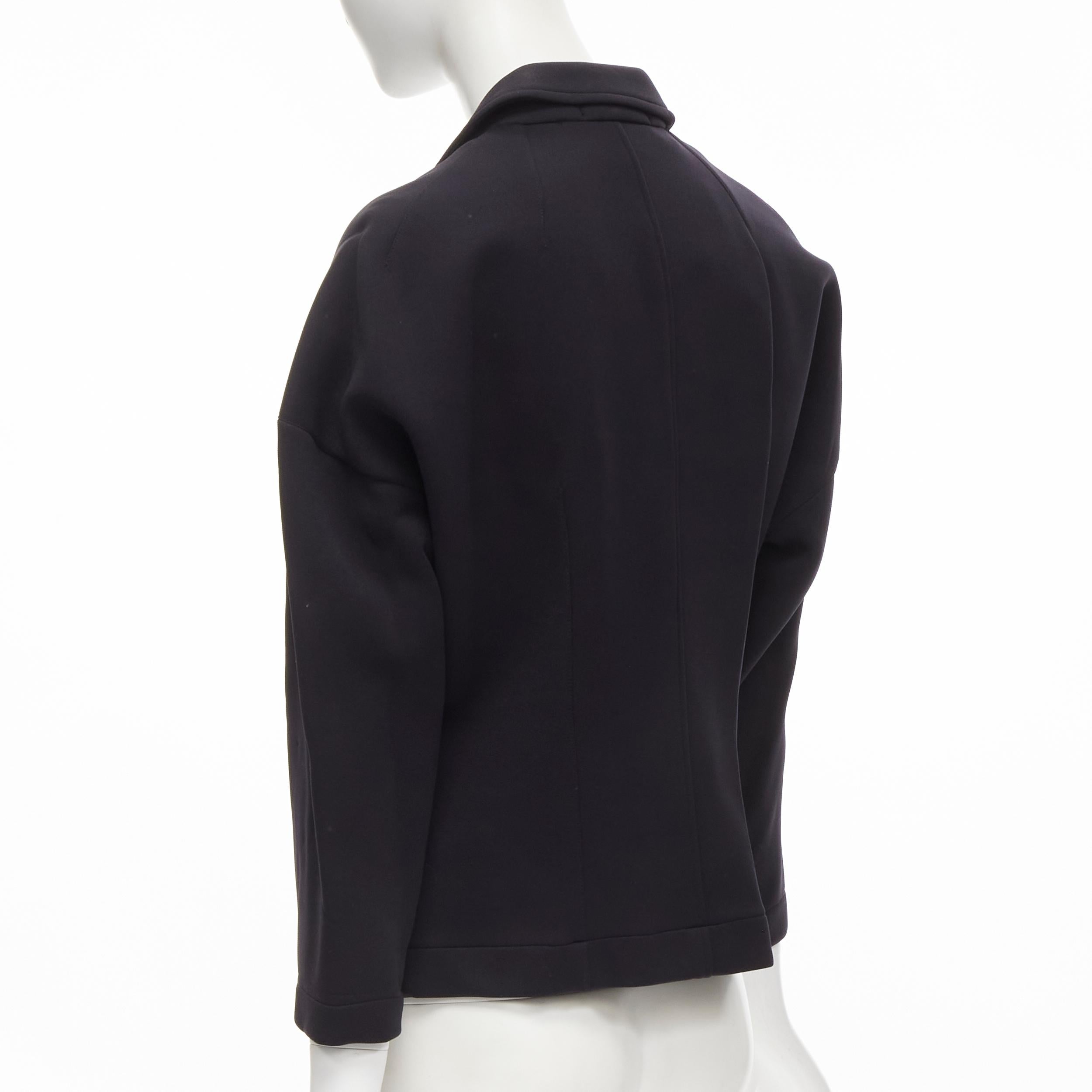 vintage COMME DES GARCONS 1990 black coated patchwork scuba blazer jacket S 1
