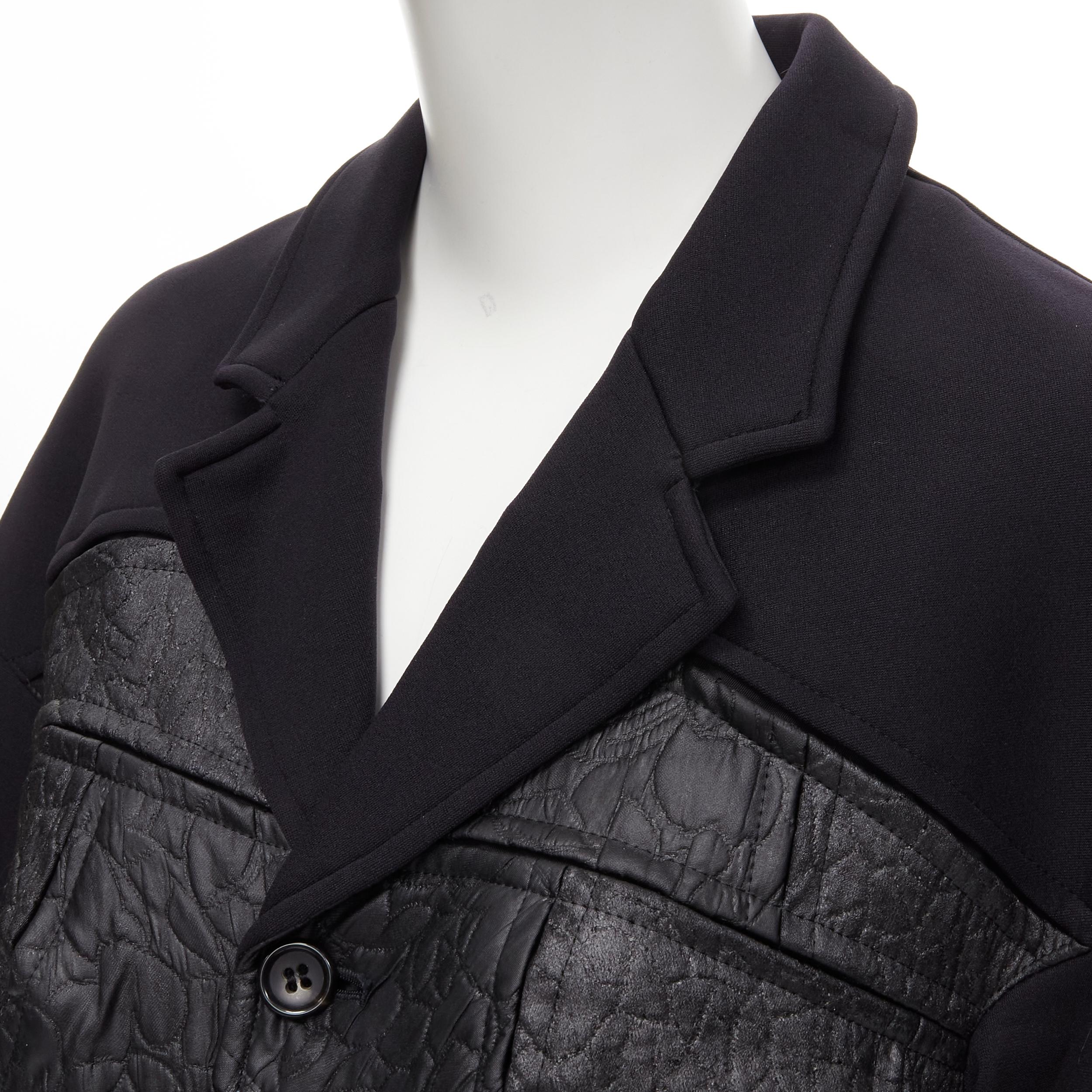 vintage COMME DES GARCONS 1990 black coated patchwork scuba blazer jacket S For Sale 2