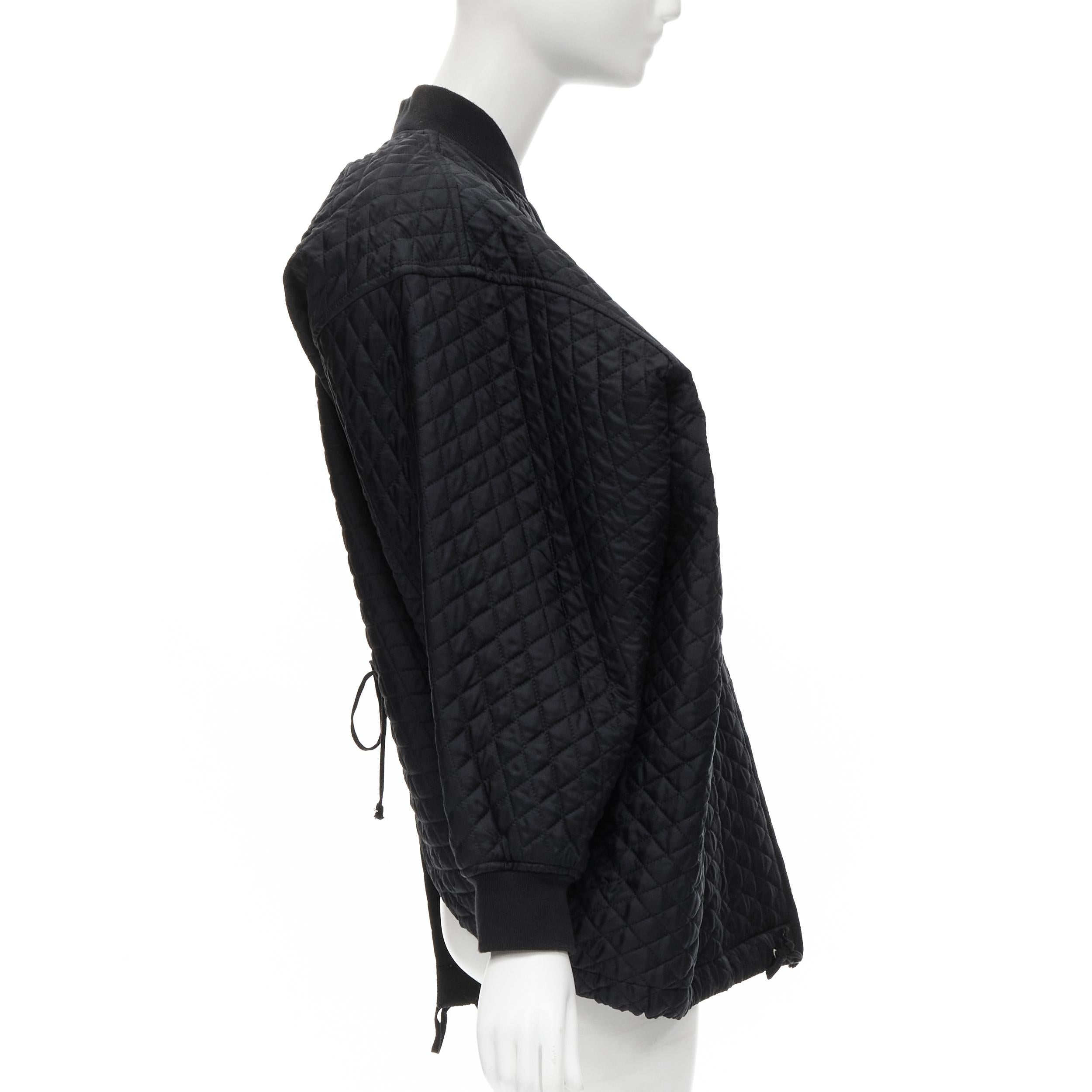 vintage COMME DES GARCONS 1990 black diamond quilted asymmetric oversized bomber In Excellent Condition In Hong Kong, NT