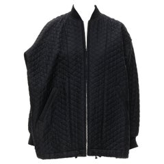 vintage COMME DES GARCONS 1990 black diamond quilted asymmetric oversized bomber