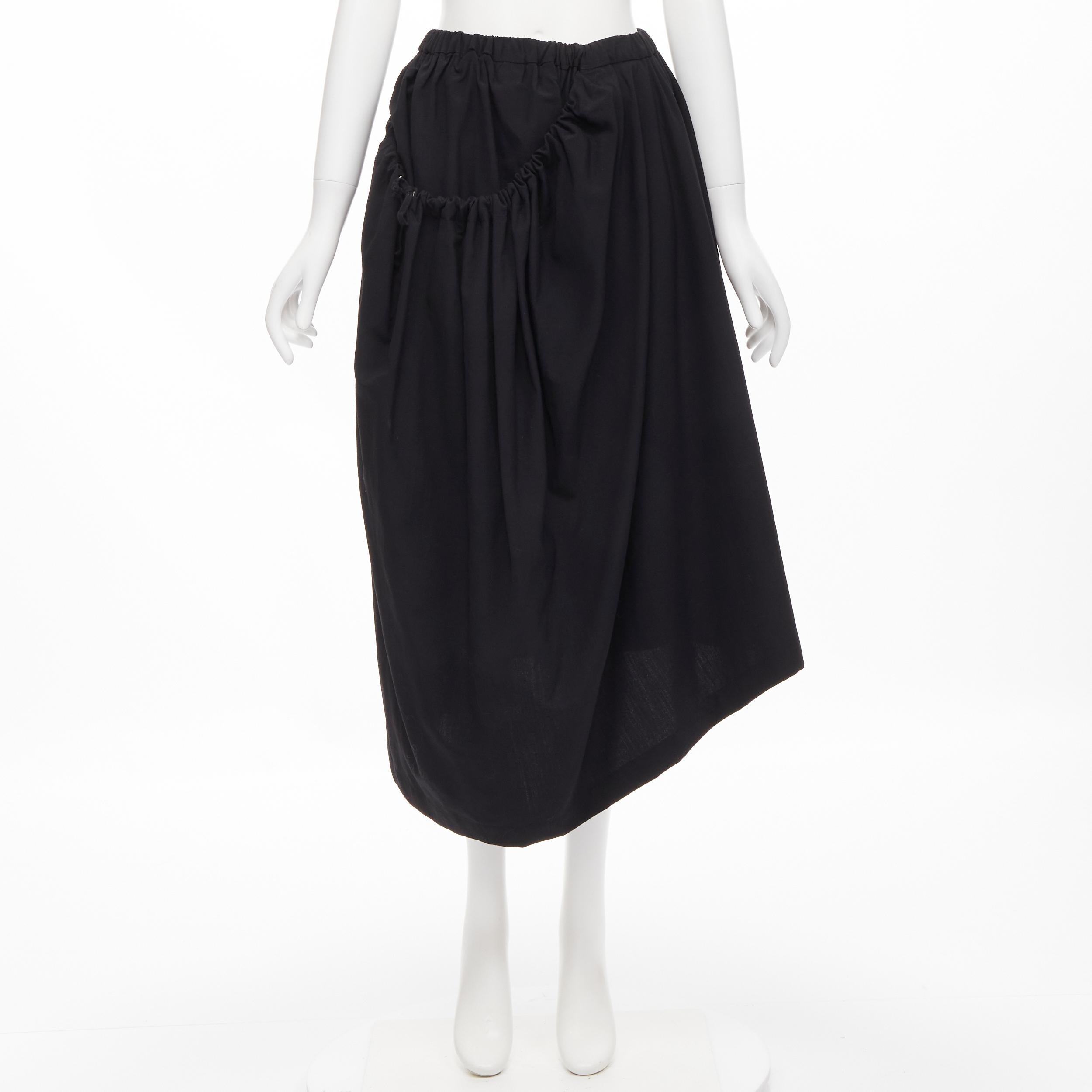 vintage COMME DES GARCONS 1990 black draped faux pocket asymmetric skirt M For Sale 5