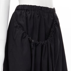vintage COMME DES GARCONS 1990 black draped faux pocket asymmetric skirt M