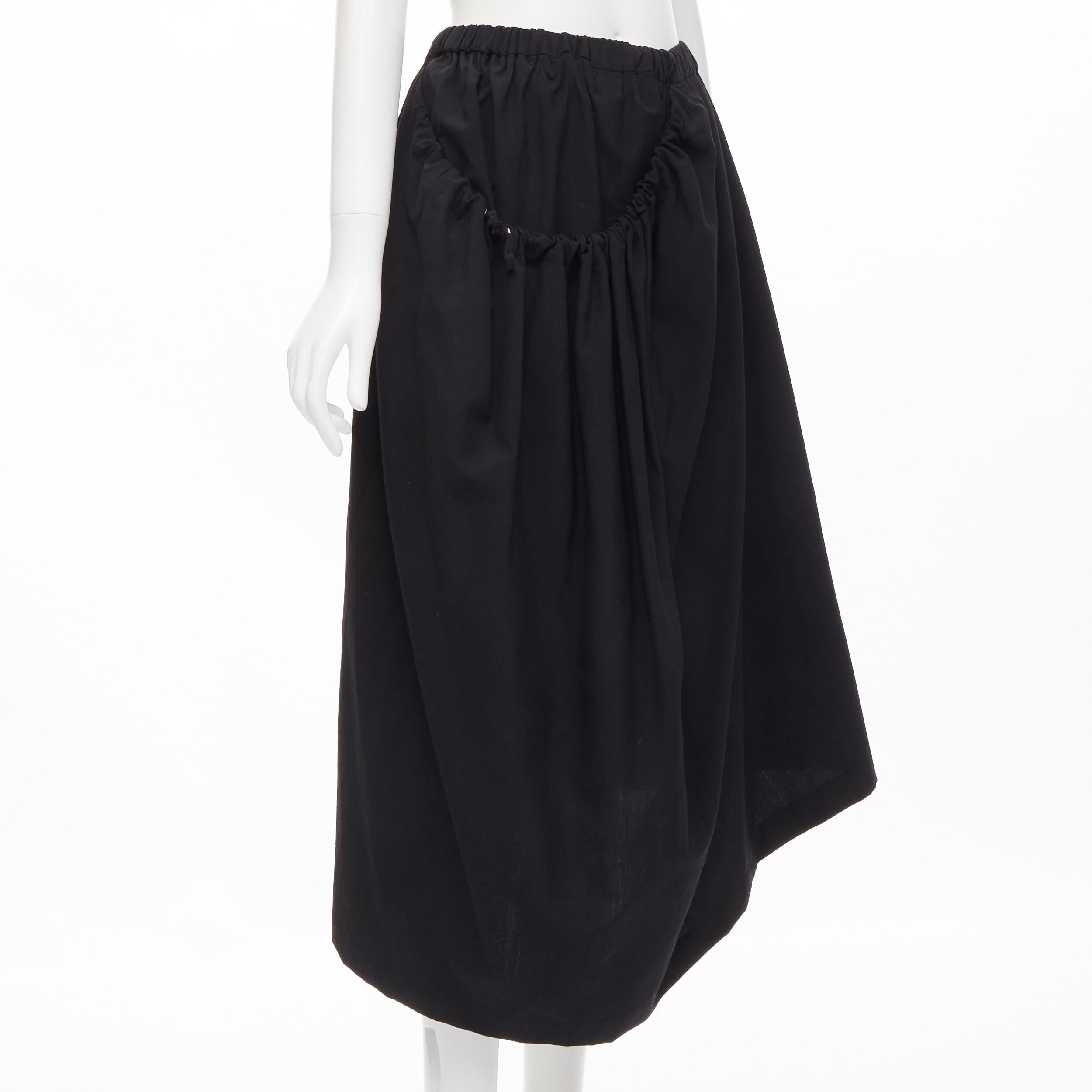 Black vintage COMME DES GARCONS 1990 black draped faux pocket asymmetric skirt M For Sale