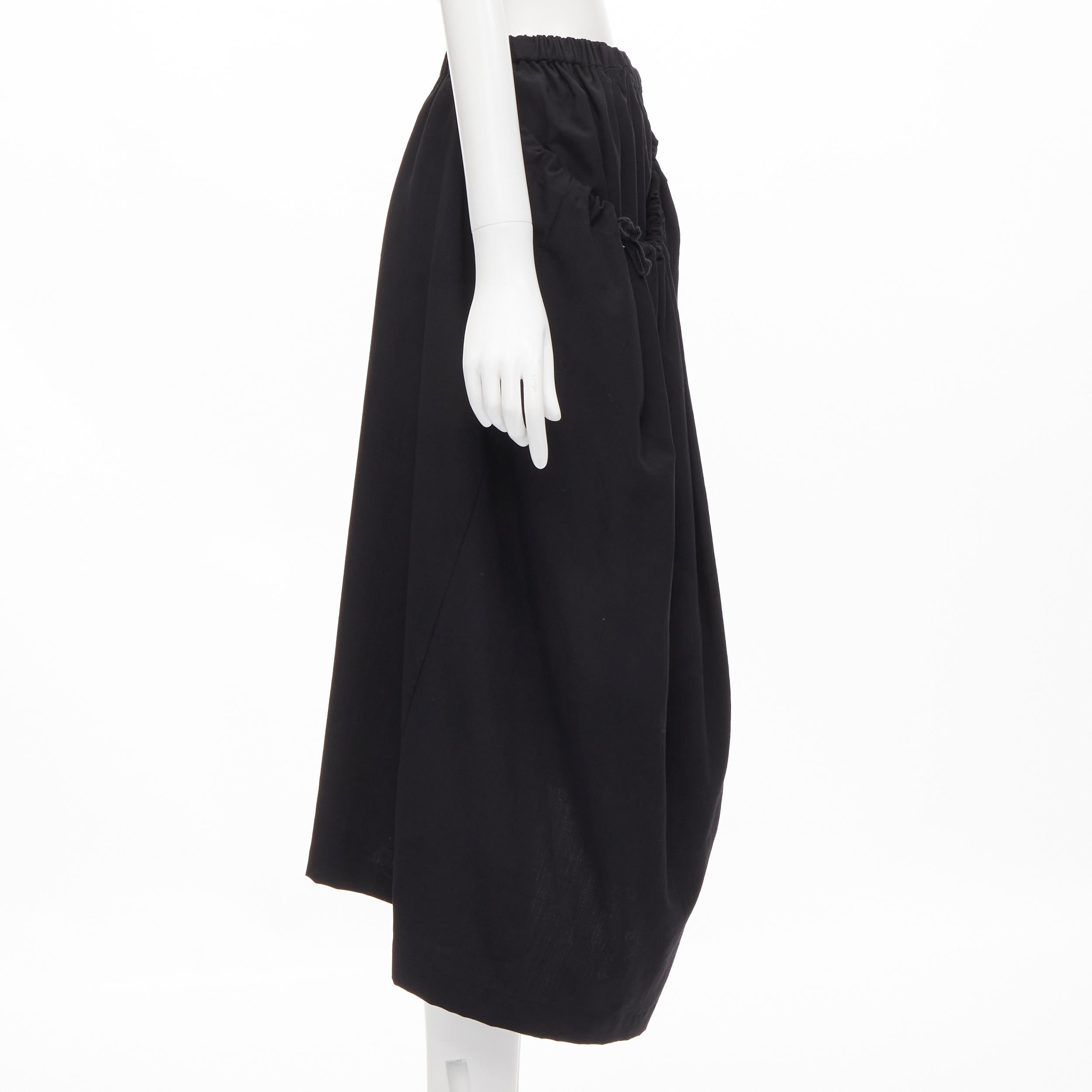 vintage COMME DES GARCONS 1990 black draped faux pocket asymmetric skirt M In Excellent Condition For Sale In Hong Kong, NT