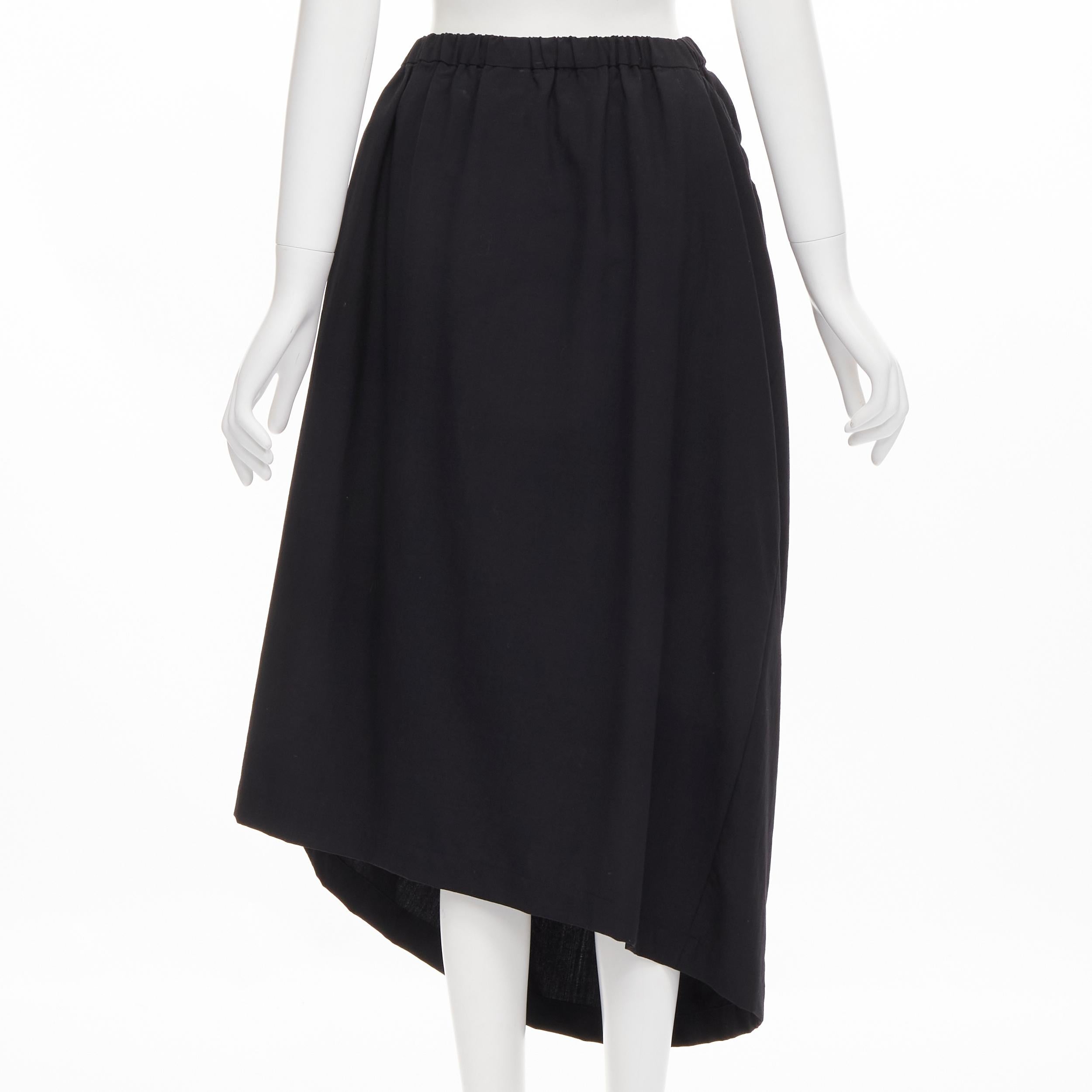 Women's vintage COMME DES GARCONS 1990 black draped faux pocket asymmetric skirt M For Sale