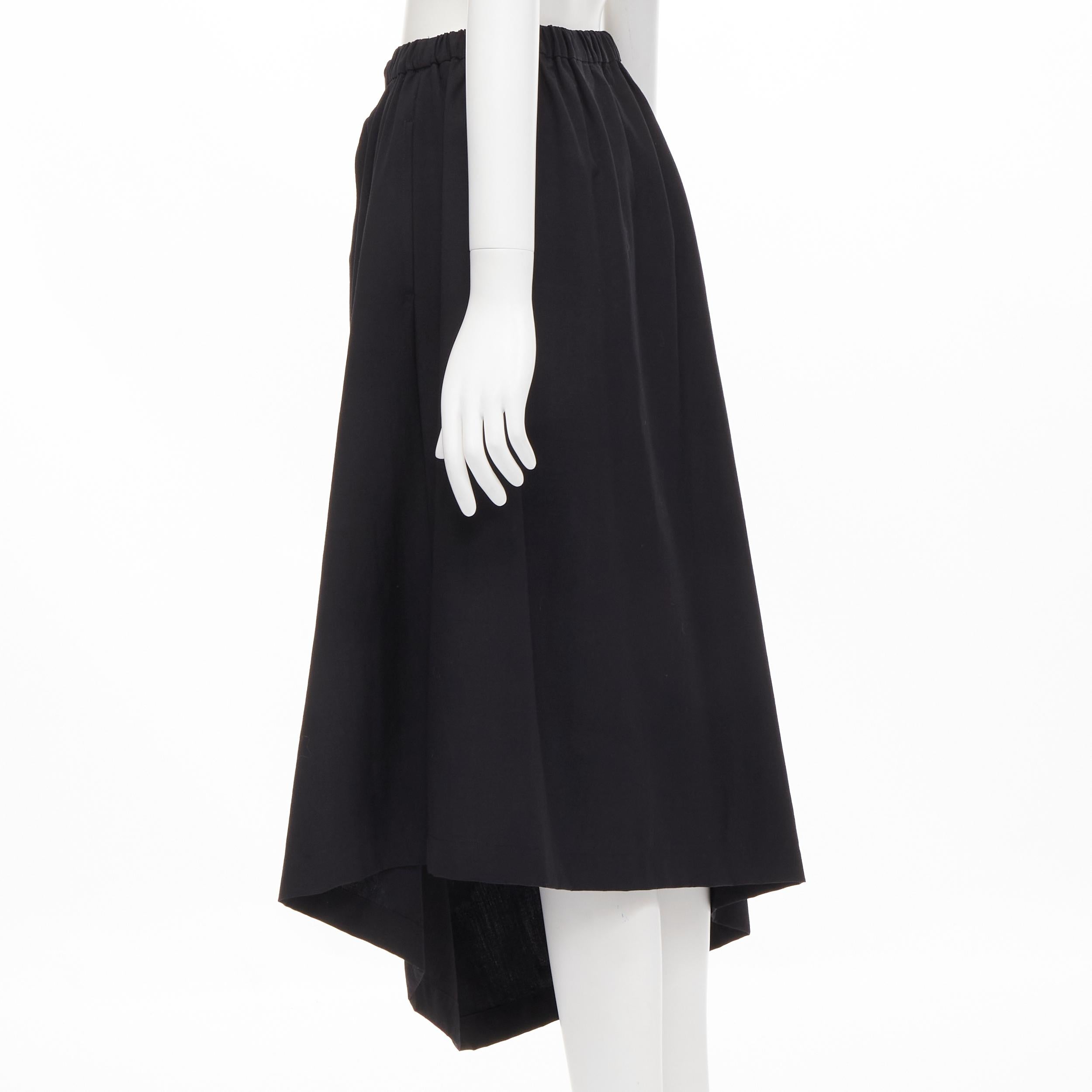 vintage COMME DES GARCONS 1990 black draped faux pocket asymmetric skirt M For Sale 1