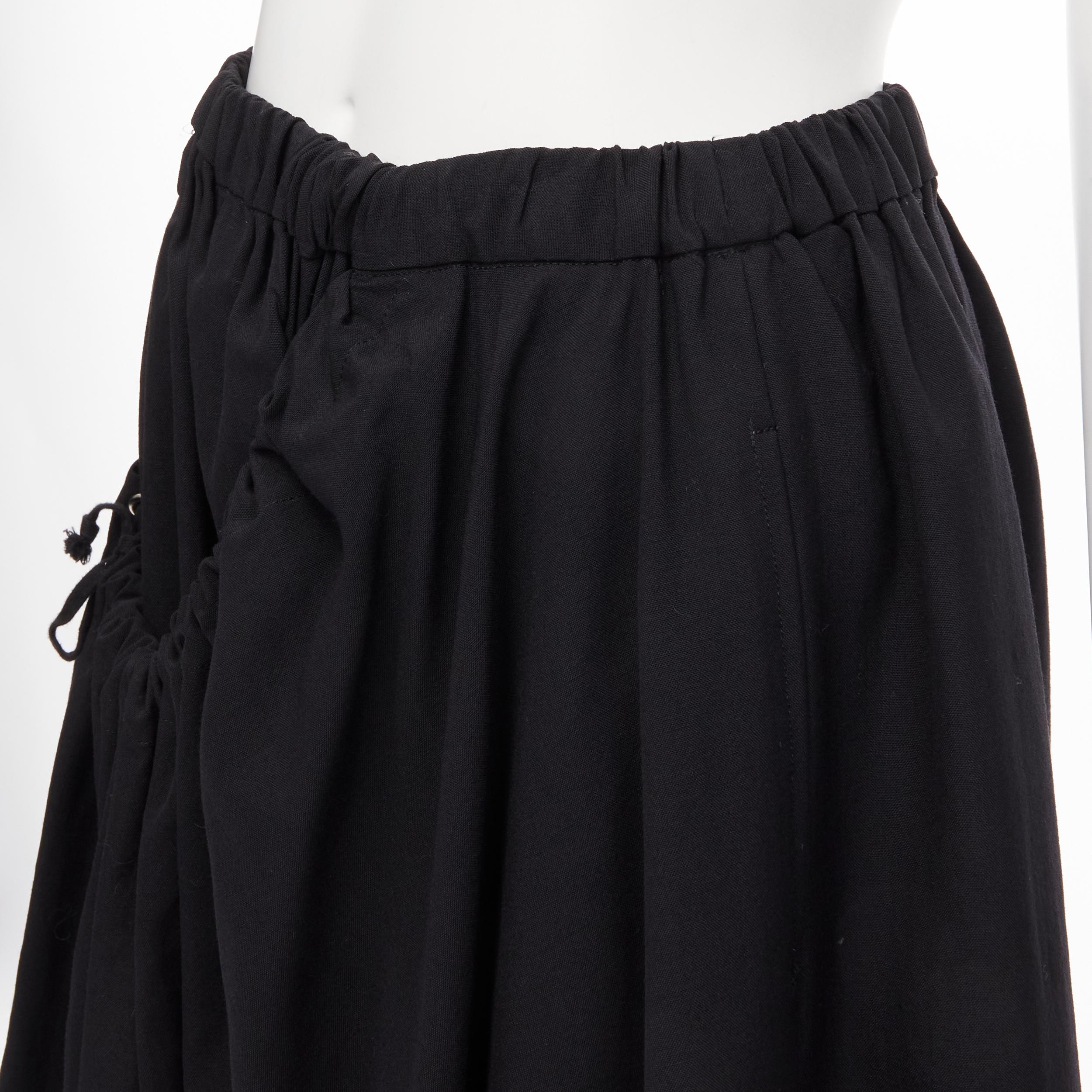 vintage COMME DES GARCONS 1990 black draped faux pocket asymmetric skirt M For Sale 2
