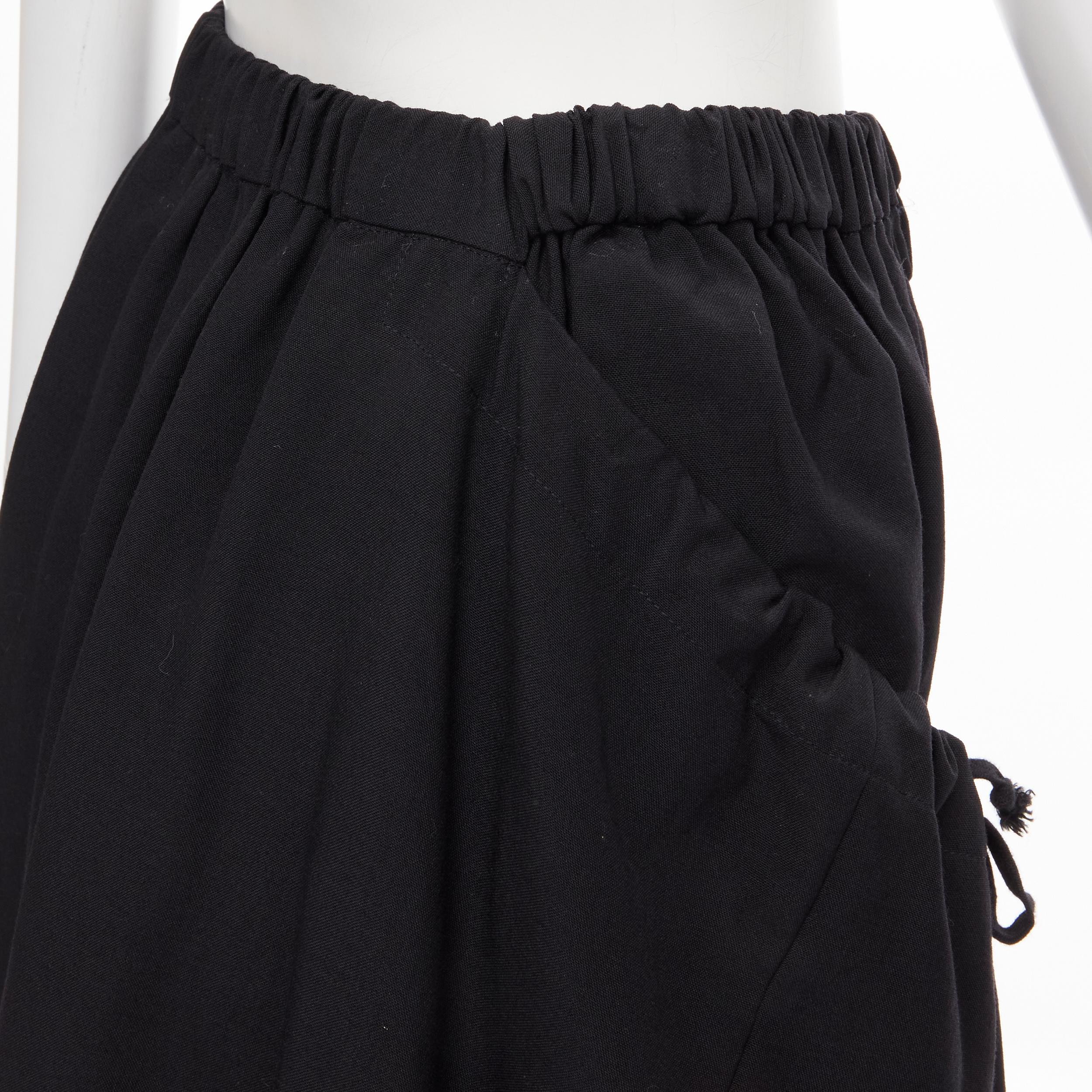 vintage COMME DES GARCONS 1990 black draped faux pocket asymmetric skirt M For Sale 3