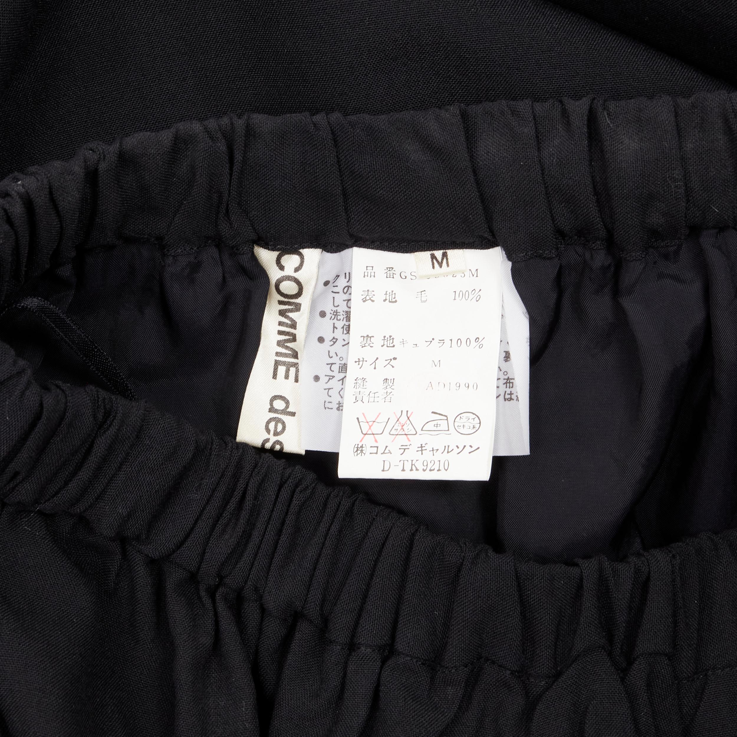 vintage COMME DES GARCONS 1990 black draped faux pocket asymmetric skirt M For Sale 4