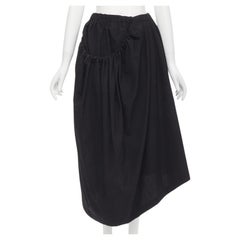 Vintage COMME DES GARCONS 1990 Schwarzer asymmetrischer Rock mit drapierter Faux-Tasche M