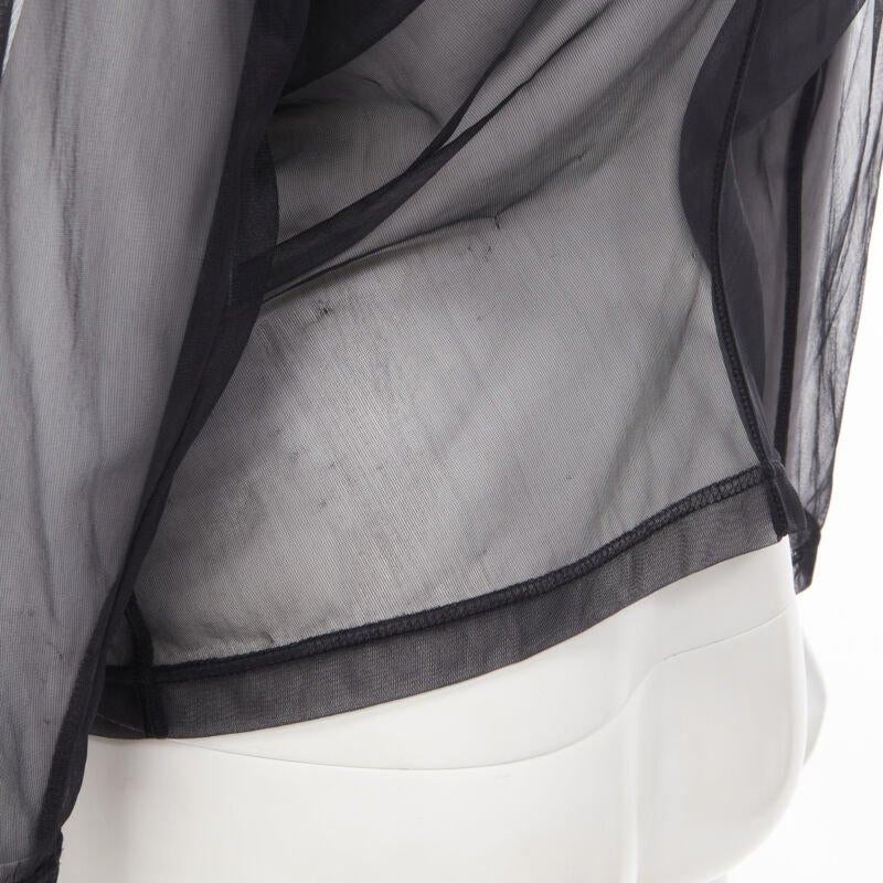 vintage COMME DES GARCONS 1990 black pleated fan ruffle sheer top S For Sale 3