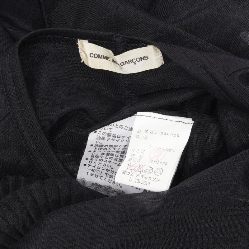 vintage COMME DES GARCONS 1990 black pleated fan ruffle sheer top S For Sale 4